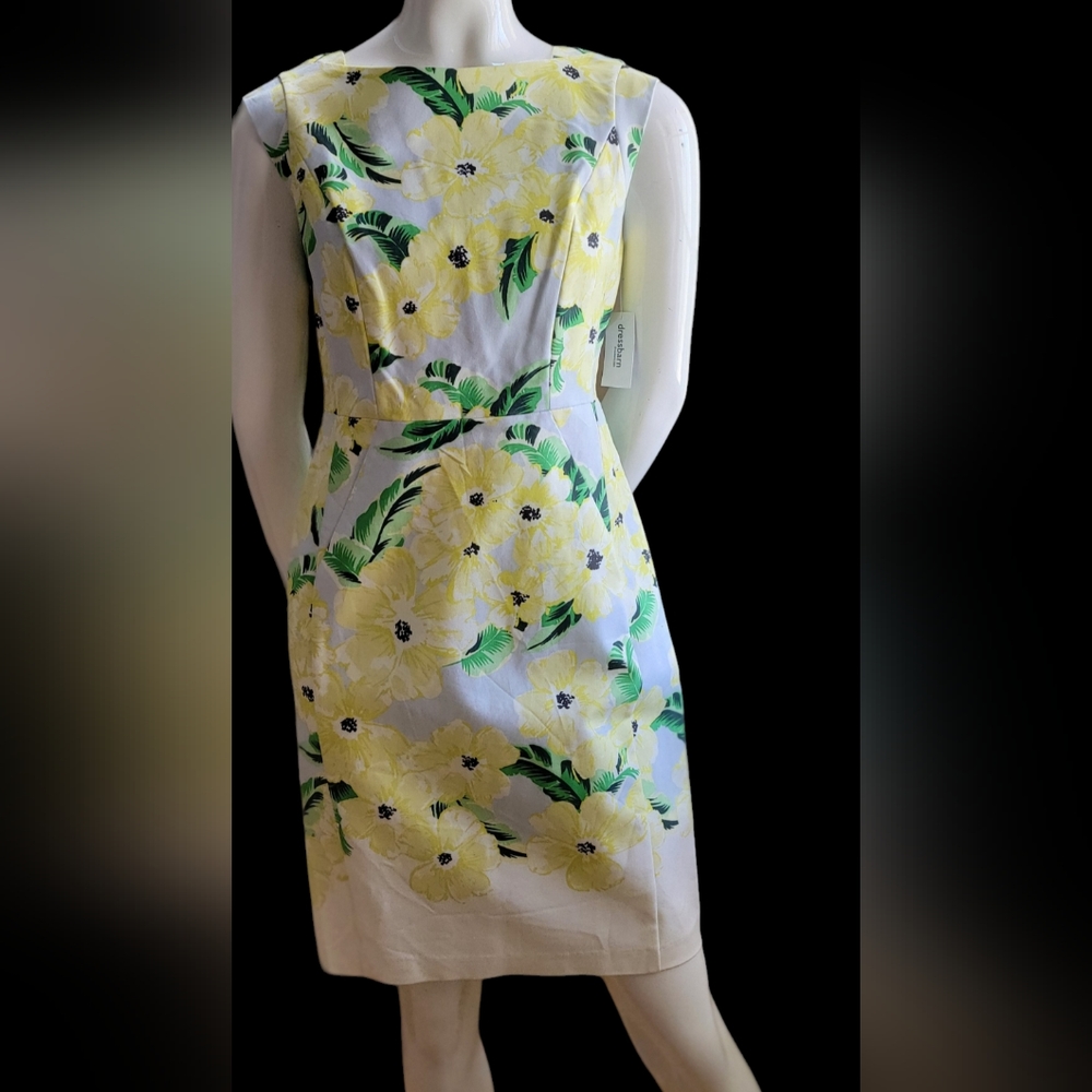 Dress Barn Yellow Flower Sheath Dress - Knee Length